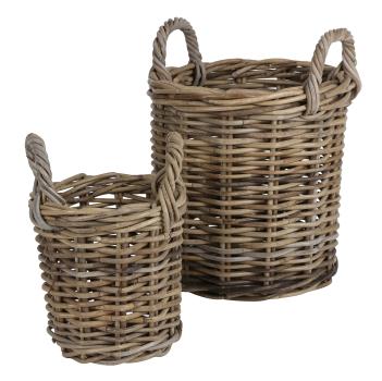 Preview: Weidenkorb mit Tragegriff natur Used-Look mit Innenfolie - 2 Größen -